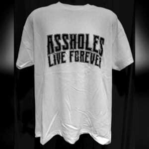 NWOT Assholes Live Forever White Size XL Distressed Graphic T-shirt ALF